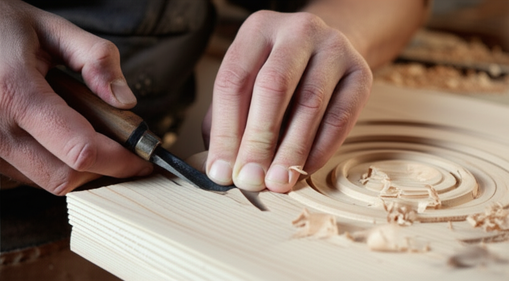 Les mains expertes de l'artisan façonnant le bois